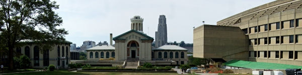 A view of CMU with Pitt's Cathedral of Learning in the background. (Photo Source: Filipe Fortes http://www.flickr.com/photos/fortes/)